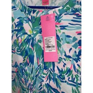 New Lilly Pulitzer Jansen‎ Sweatshirt Top XS Blue Ibiza Cabana Cocktail